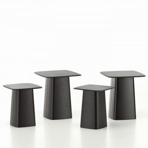 VITRA stolek Leather Side Table střední černý