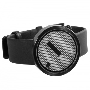 NAVA hodinky Jacquard černé kožený pásek