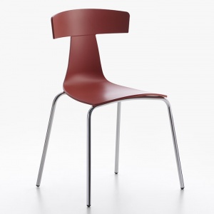 PLANK židle Remo plast/ocel korálově červená