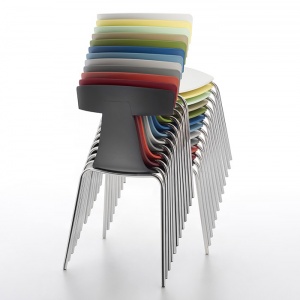 PLANK židle Remo plast/ocel korálově červená