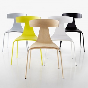 PLANK židle Remo dřevo/ocel žlutá