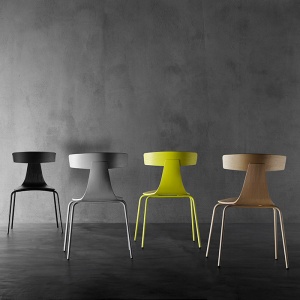PLANK židle Remo dřevo/ocel žlutá