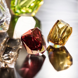 LASVIT váza Crystal Rock malá amber
