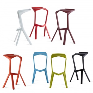 PLANK barová židle Miura červená