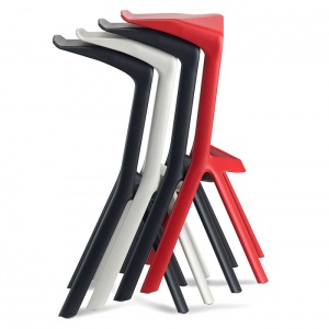 PLANK barová židle Miura červená
