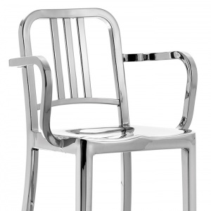 EMECO barová židle s područkami 1006 Navy nízká lesklá