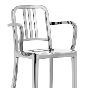 EMECO barová židle s područkami 1006 Navy vysoká lesklá
