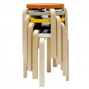 ARTEK stolička Stool E60 oranžová/přírodní