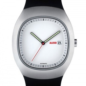 ALESSI náramkové hodinky Ray černé s bílým ciferníkem