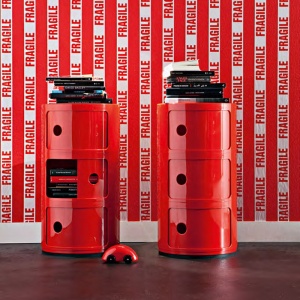 KARTELL kontejner Componibili se dvěmi přihrádkami červený