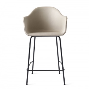 AUDO (MENU) barová židle Harbour s područkami kovová polstrovaná kůží nízká