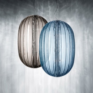 FOSCARINI závěsné svítidlo Plass Grande modré