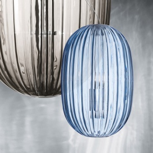 FOSCARINI závěsné svítidlo Plass Grande modré