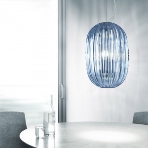 FOSCARINI závěsné svítidlo Plass Grande modré