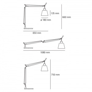 ARTEMIDE stolní lampa Tolomeo Basculante s podstavcem pergamenová