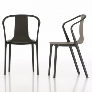 VITRA židle Belleville Wood s područkami černý jasan