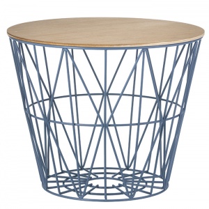 FERM LIVING podnož stolku Wire Basket malá petrolejově modrá