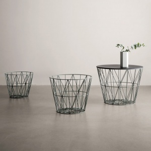 FERM LIVING podnož stolku Wire Basket malá petrolejově modrá
