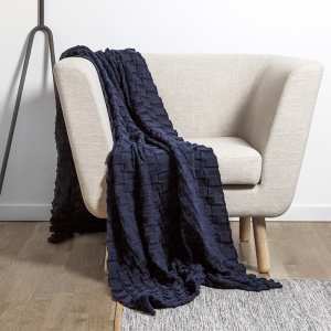 DESIGN HOUSE STOCKHOLM pléd Curly Throw tmavě modrý