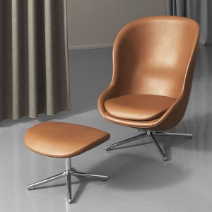 NORMANN COPENHAGEN podnožka a křeslo Hyg Swivel and Tilt  v prémiové kůži Brandy