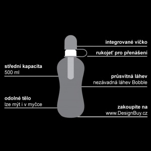 BOBBLE láhev na vodu 550 ml tmavomodrá se silikonovým víčkem