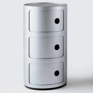 KARTELL kontejner Componibili se třemi přihrádkami stříbrný