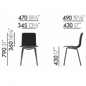 VITRA židle HAL Ply Tube černěný ořech