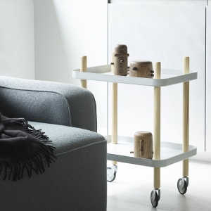 NORMANN COPENHAGEN stolek na kolečkách Block bílý přírodní