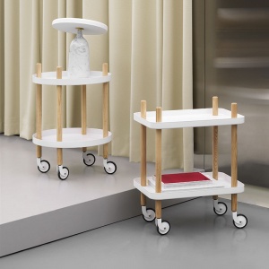 NORMANN COPENHAGEN stolek na kolečkách Block bílý přírodní
