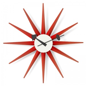 nástěnné hodiny Sunburst Clock červená