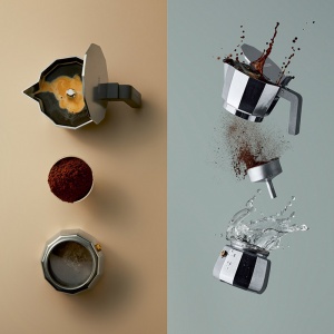 ALESSI espresso kávovar Moka na 3 šálky černý